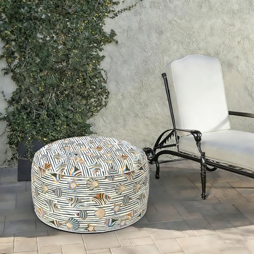 Indoor Outdoor Large Inflatable Ottoman Pouf D31 x H14 Inch