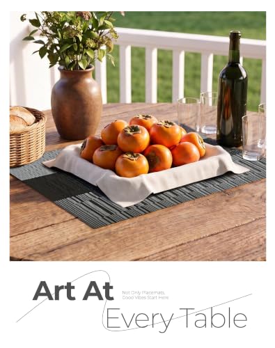 Grey with White Striped Placemats Set of 4 (4 Count)