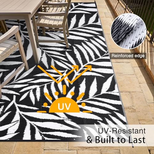 Outdoor Rug 9x12 ft Waterproof Reversible Leaf Mat (108 Sq Ft)