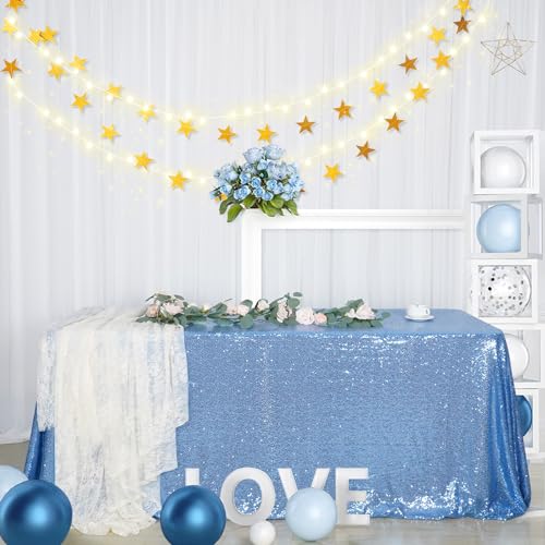 Sequin Tablecloth 90x156 Inch Baby Blue for Wedding Party