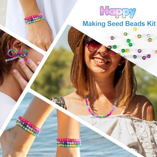About 1200pcs 6mm Green Crack Glass Beads Bracelet Making Kit (1200 Count)