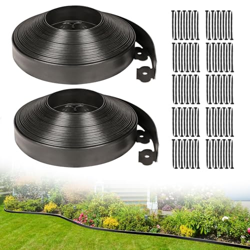 2 Inch Tall 100 FT Garden Edging Kit with 120pcs Spikes (120 Count)