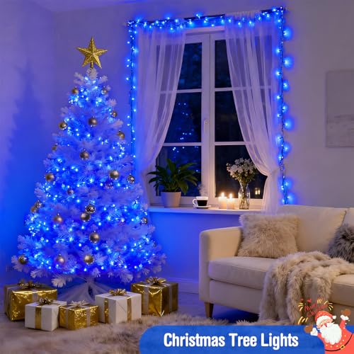 168ft 600 Blue LED Christmas Lights Outdoor Waterproof with Remote (168 Foot)