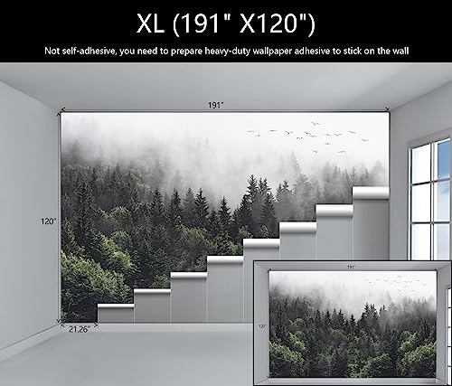 Foggy Forest Wallpaper Woodland Landscapes Wall Mural for Bedroom