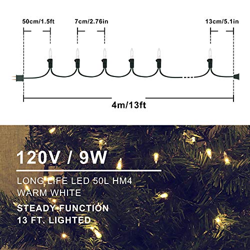 2 Pack Warm White Christmas Lights (26 Foot)