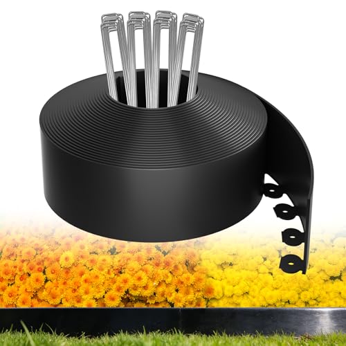 4in Tall 33ft Landscape Edging Kit with 50pcs Metal Spikes (33 Foot)