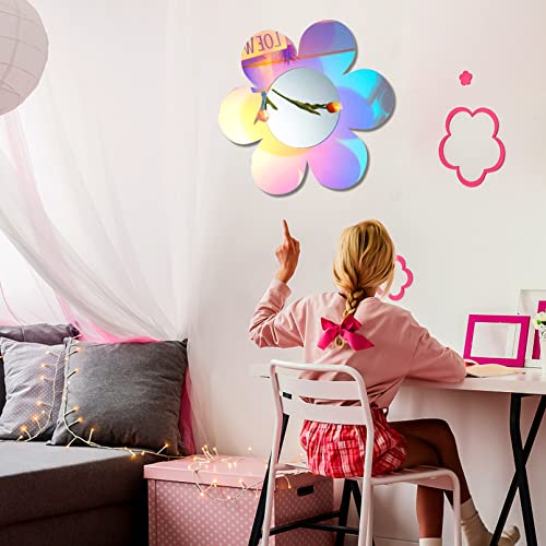 Irregular Wall Mirror Wavy Acrylic Rainbow Mirror Room Decor Aesthetic Mirrors Amorphic Vanity Retro Mirrors for Bedroom Living Room Bathroom Entryway Wall Decor