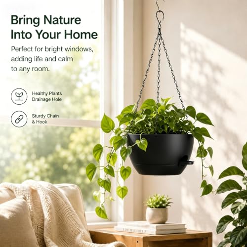 12 Inch Self Watering Hanging Planters (2 Count)