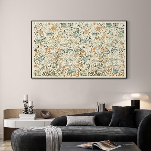 30"x60" Extra Large Framed Wall Art Vintage Botanical Floral with Golden and Teal Leaves