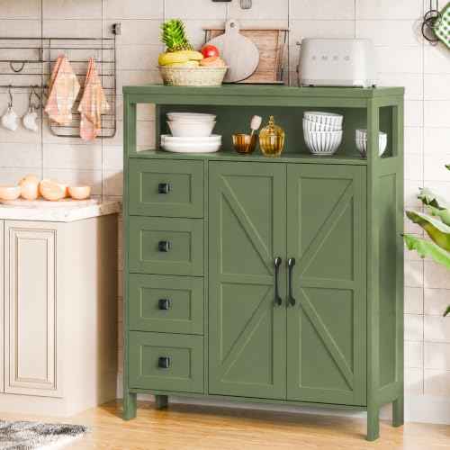Farmhouse Storage Cabinet with 2 Doors and 4 Drawers