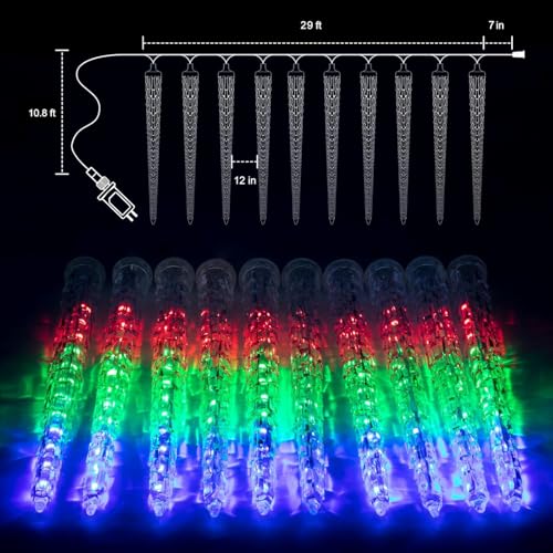 Christmas Meteor Shower Icicle Lights Outdoor (720 Count)