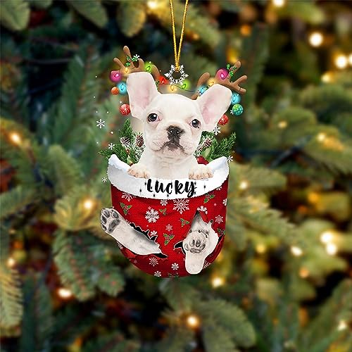 White French Bulldog Dog Christmas Ornament