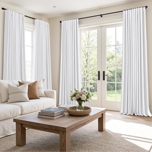 100% Blackout Back Tab Pleat Linen Curtains 50" Wx108 L (2 Count)