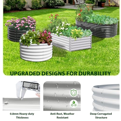 Anleolife 6 Bed 6x3x2ft Oval Galvanized Raised Garden Beds (6 Count)