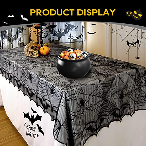 Halloween Black Lace Tablecloth 48x96 Inch