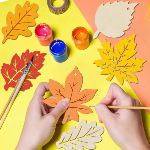36PCS Wooden Fall Ornaments to Paint Thanksgiving Decorations (36 Count)
