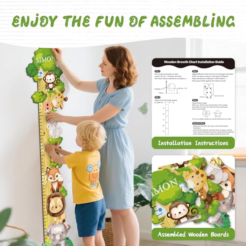 Personalized Name Wood Height Chart for Kids Wall Display