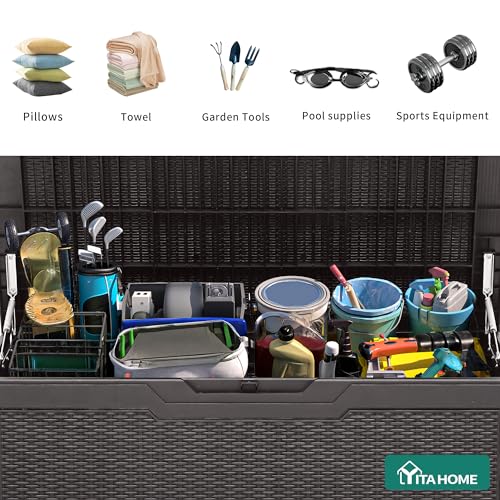 100 Gallon Large Resin Deck Box Outdoor Storage Boxes for Patio