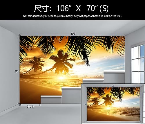 Beach Ocean Wall Mural Tropical Dusk Palm Tree Wallpaper for Bedroom