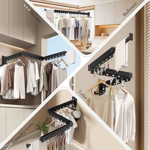 Wall Mounted Collapsible Clothes Drying Rack
