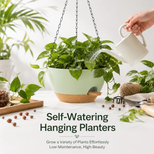12 Inch Self Watering Hanging Planters 2 Pack (2 Count)