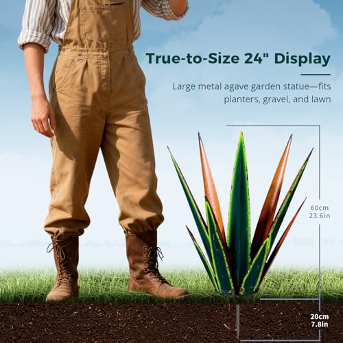 24” Metal Agave Plant Outdoor Decor