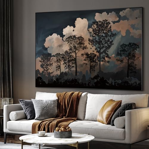 60"x72" Extra Large Framed Wall Art Silhouetted Trees at Dusk