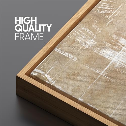 Large Framed Canvas Print Wall Art Beige White Abstract Antique Retro Fine Art Illustrations Decorative Colorful for Bedroom