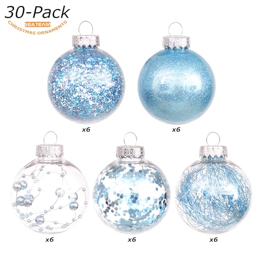 30 Pack Clear Christmas Ball Ornaments with Fillers (30 Count)