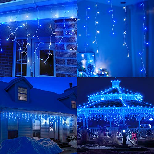 33FT 360 LED Blue White Christmas Icicle Lights