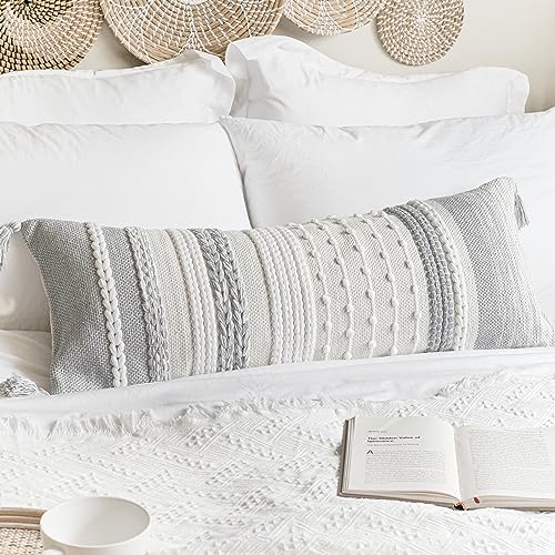 Gray Decorative Lumbar Pillow Cover 14x36