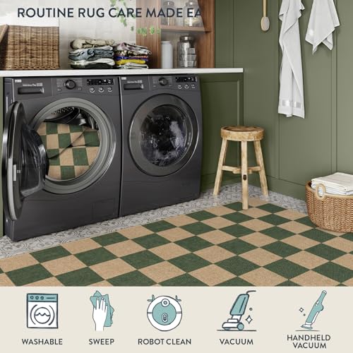 Checkered Easy Jute Kitchen Runner Rug