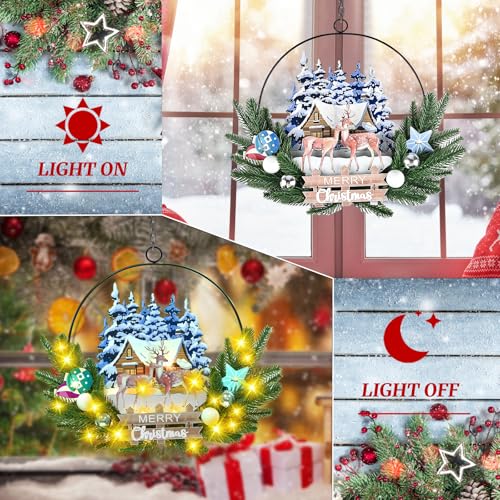 Light up Christmas Wreaths for Front Door
