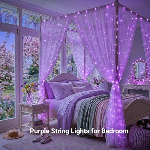 200 LED Purple String Lights Indoor Outdoor Clear Wire (66 Foot)