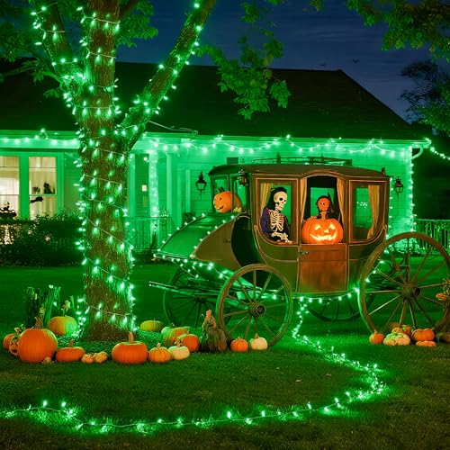 33ft 100 LED Green Battery Operated Lights for Halloween Decor (100 Count)