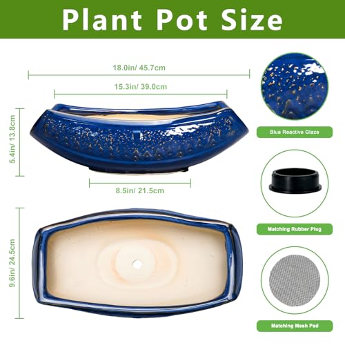 Bonsai Pots 18 Inch Large Ceramic Succulent Pots for Indoor Outdoor