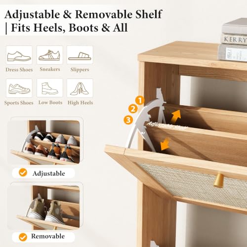 Modern Rattan Shoe Cabinet