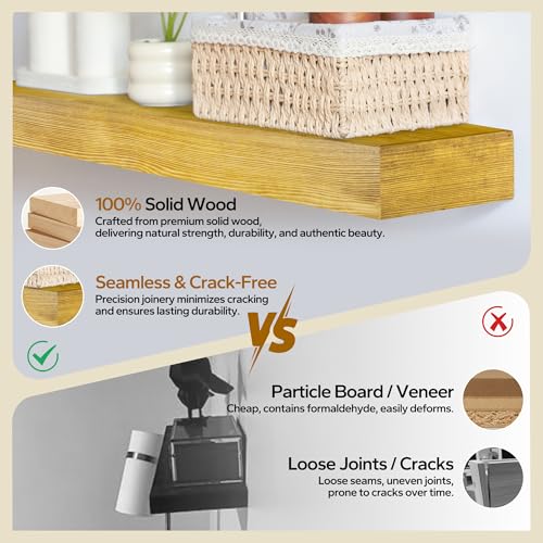Floating Shelves 3 inch Thick for Wall Set of 2 (2 Count)