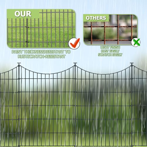 10 Panel No Dig Metal Garden Fence 40"H x 23.6'L Dog Fence Outdoor for Yard