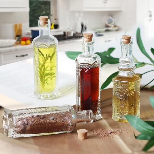 24 pcs Small Mini Clear Vintage Glass Bottles with Corks (24 Count)
