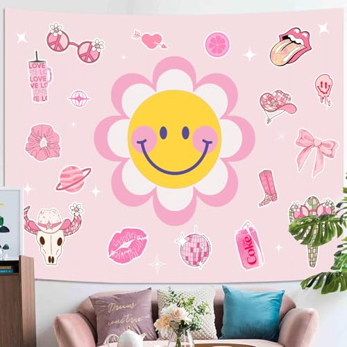 Y2K Tapestry Pink Sun Wall Tapestry