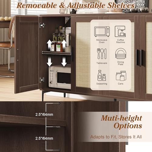 48" Rattan Buffet Cabinet with Storage