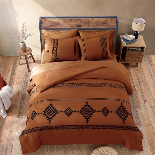 Embroidery Oversized King Comforter Set 7 Pieces Bed in a Bag