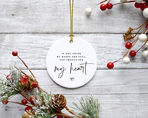 Round Ceramic Porcelain Christmas Tree Ornament for Teacher Thank You Graduation Gift