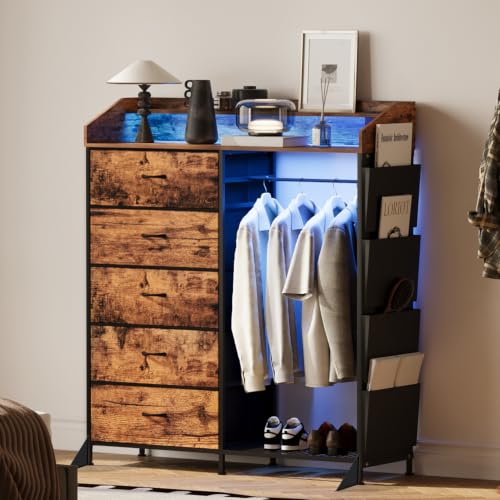 Dresser with Hanging Rack