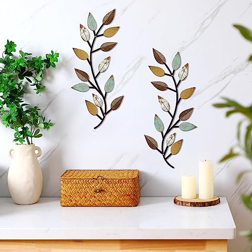 2 Pcs Metal Leaf Wall Art Vine Branch Decor (2 Count)