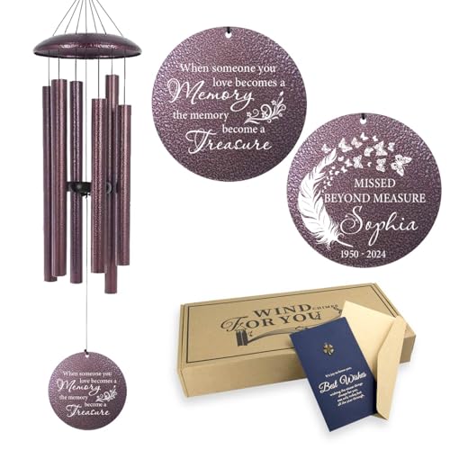 36" Large Deep Tone Personalized Sympathy Wind Chimes
