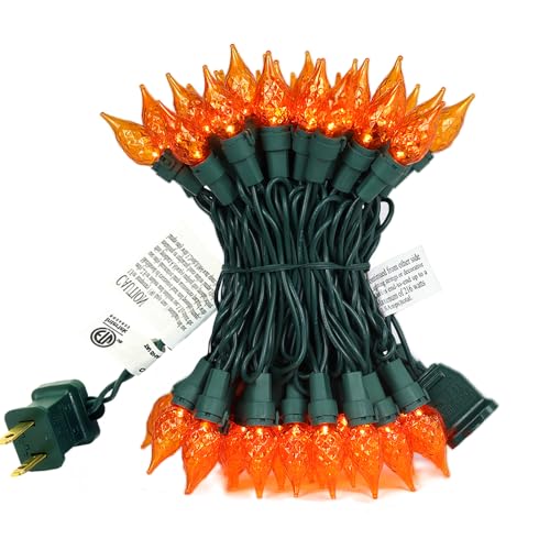 Orange Halloween Lights 70 LED C5 Christmas Lights for Indoor and Outdoor use (70 Count)