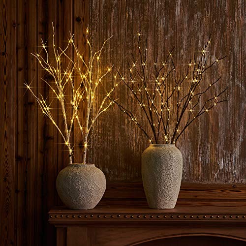Lighted Brown Willow Branches 32IN 100 LED with Timer Battery Operated