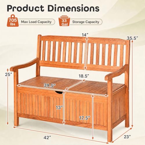 Outdoor Wood Storage Bench Deck Box